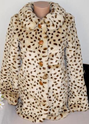 Брендовая леопардовая шуба полушубок с карманами atmosphere акрил этикетка1 фото
