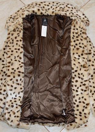 Брендовая леопардовая шуба полушубок с карманами atmosphere акрил этикетка8 фото