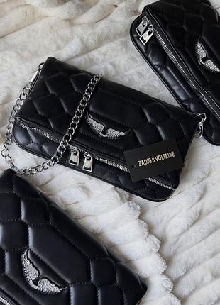 Жіноча сумка клатч zadig & voltaire rock quilted чорна