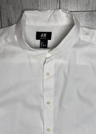 Мужская рубашка h&amp;m белая l хлопок 4
