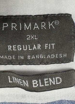 Рубашка мужская primark синяя 2xl лён (linen blend) 4