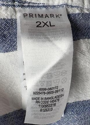 Рубашка мужская primark синяя 2xl лён (linen blend) 5