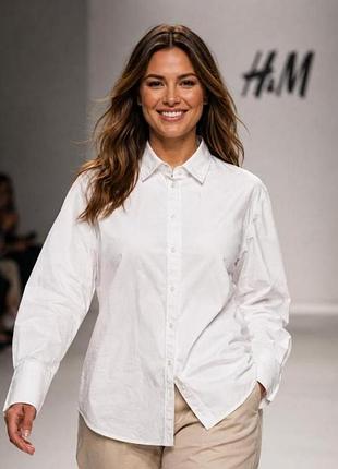 Сорочка жіноча h&m біла s бавовна oversize