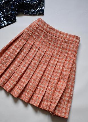 Твидовая плотная юбка в складку zara l
