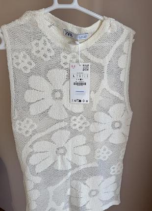 Вʼязаний топ zara/ футболка zara 3