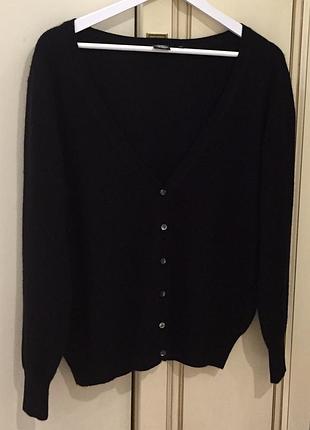 Кардиган двунитка из кашемира yorn 100% cashmere 2ply extrafine dropped shoulders cardigan black оригинал
