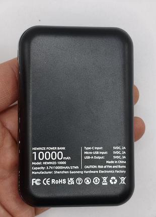 🔋 повербанк 10000 mah hewinze-10000 2x usb + type-c (новый, без упаковки)