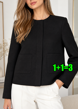 🤩1+1=3** стильный черный женский пиджак жакет h&amp;m, размер 42 - 44
