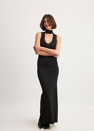 Елегантна чорна сукня максі з вирізом і коміром-чокером (choker detail maxi dress) — нова з біркою
