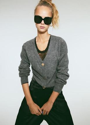 🖤базовый укороченный кардиган h&amp;m серого цвета/теплая кофта на пуговицах🖤