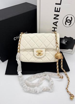 Chanel mini 17 classic flap bag in cream with gold 17x12