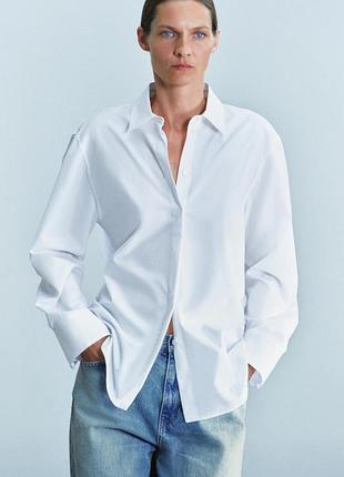 Однотонная поплиновая рубашка zw collection