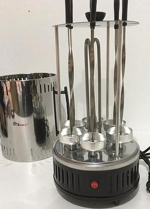 Шашличниця електрична domotec ms-7781 на 6 шампурів 1000вт вертикальна з нержавіючої сталі qx-89 top shop ua_