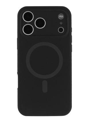 Чохол накладка glow silicone case з рамкою камери для iphone 18 pro max панель-накладка для телефону з magsafe black