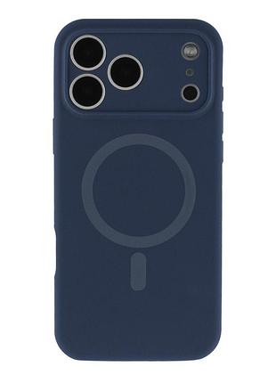 Чохол накладка glow silicone case з рамкою камери для iphone 18 pro панель-накладка для телефону з magsafe dark blue