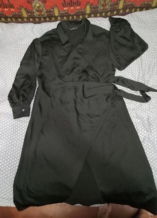 Женское черное платье на запах (имитация), миди, f&amp;f (tesco) оригинал, р. xl-xl