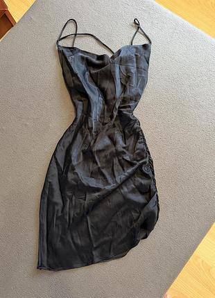 Атласна сукня zara xs, чорна