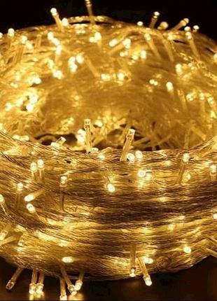 Гирлянда 500led теплый белый 28м прозрачный провод тм китай