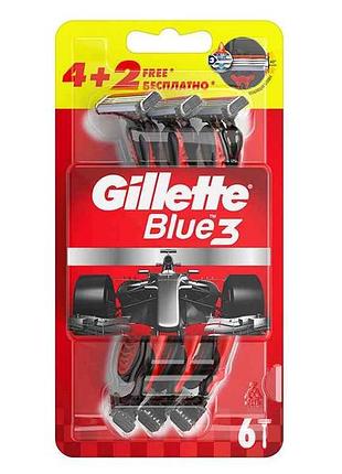 Бритви одноразові gillette blue 3 red (6 шт)