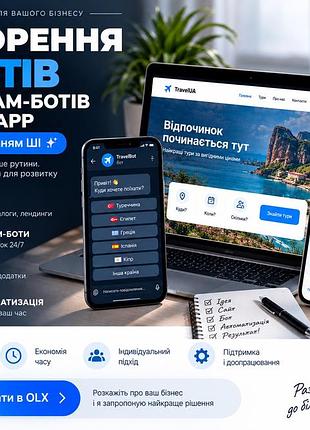 Українською:  «створення сайтів, telegram-ботів та mini apps для бізнесу»