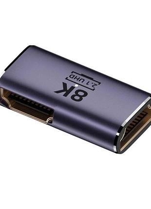 Переходник адаптер hdmi - hdmi f/f led metal (v2.1, 48gbps, 8к/4к) a8k-13