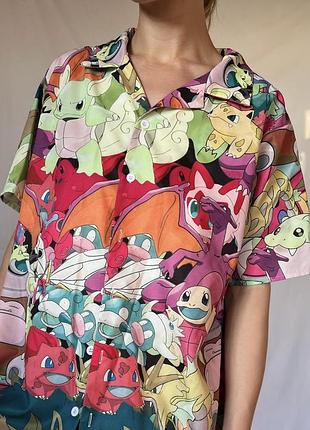 Яскрава сорочка з принтом pokémon покемони унісекс m l т3