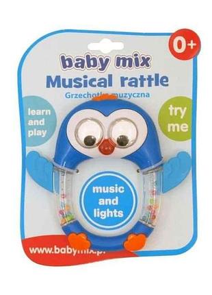 Брязкальце блакитний пластик музичне kp-0693 пінгвін тм baby mix