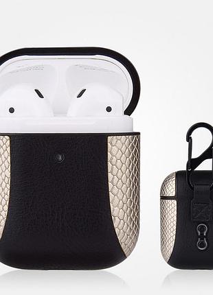 Чехол для наушников apple airpods 2 / 1 alitek snake + карабин gold/black