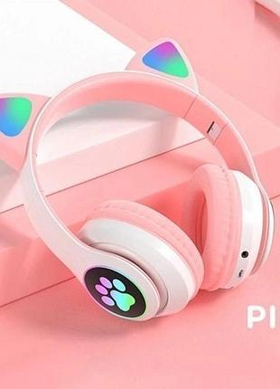 Беспроводные bluetooth наушники с ушками с led-подсветкой jst-28 фиолетовые