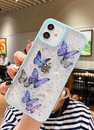 Чохол панель для apple iphone 11 pro alitek batterfly метелики з блискітками mint 3