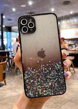 Чехол панель с блестками и защитой камеры для apple iphone 6, 6s black 5