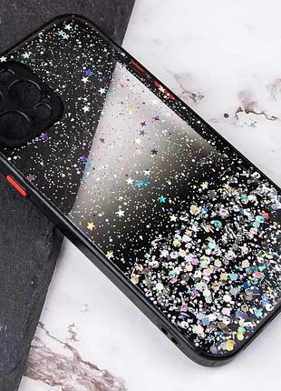 Чехол панель с блестками и защитой камеры для apple iphone 6, 6s black 6