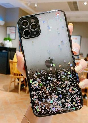 Чехол панель с блестками и защитой камеры для apple iphone 6, 6s black 7