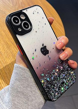 Чехол панель с блестками и защитой камеры для apple iphone 6, 6s black 8