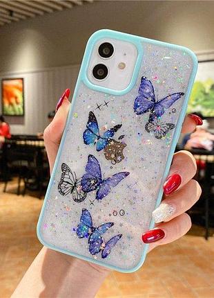 Чехол для apple iphone 15 alitek бабочки с блестками mint 3