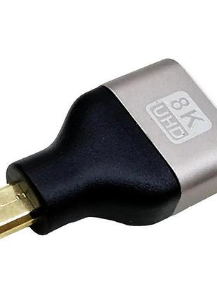 Переходник адаптер 8к micro hdmi - hdmi (m/f) alitek black/grey