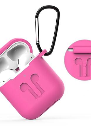 Чехол кейс для наушников apple airpods 2 и 1+ карабин alitek rose pink (88711)