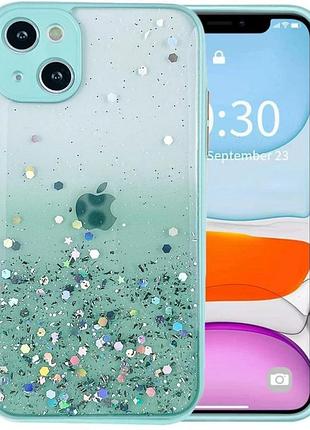 Чохол із блискітками та захистом камери для apple iphone 13 mint
