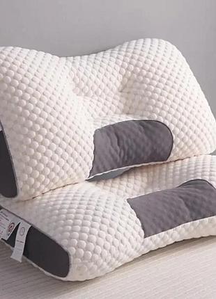 Ортопедична прямокутна подушка 48x74 см з підтримкою шиї та спини pillow-01 біло-сіра