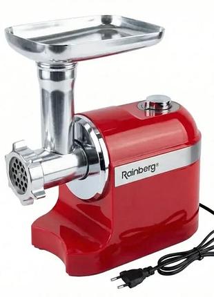 Електрична м'ясорубка rainberg rb-2270, 3800 вт, червона, 3 в 1, з соковижимачем та овочерізкою