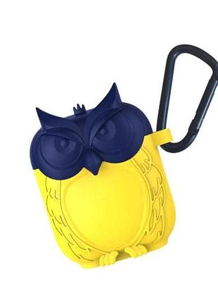 Чохол для apple airpods alitek совонька yellow/blue з карабіном