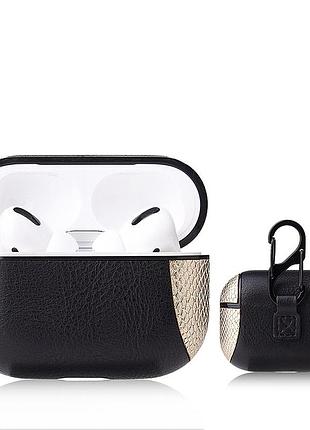 Чехол для наушников apple airpods pro alitek snake skin gold/black + карабин