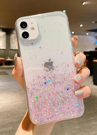 Чехол с блестками силиконовый для apple iphone 7 plus, 8 plus gradient pink