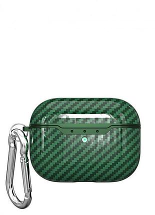 Чохол футляр для навушників apple airpods pro alitek carbon green + карабін