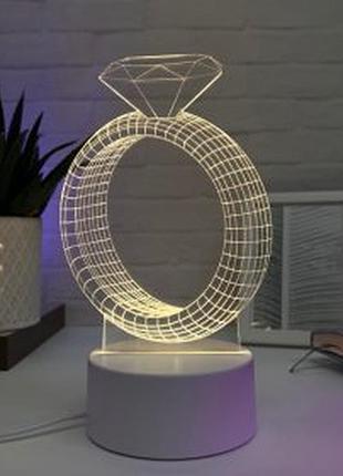 3d світильник-нічник «каблучка з діамантом» 3d creative