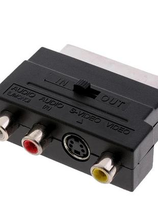 Переходник alitek scart - s-video, 3xrca (m/f) адаптер 3xrca s-видео композит