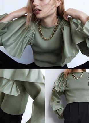 *💚 стильна кофточка zara | оливкова | s