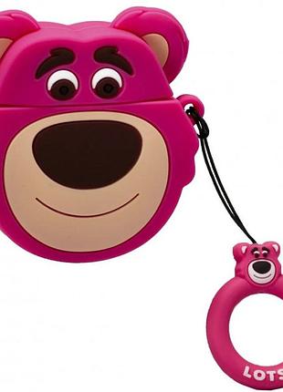 Чохол для навушників apple airpods alitek ведмедик rose red + тримач на палець