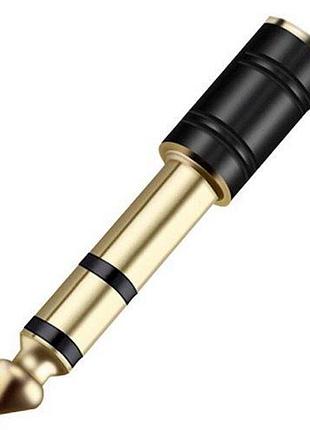 Адаптер переходник стерео audio jack 3.5 мм f (мама) - 6.3 мм m (папа) r connector black/gold
