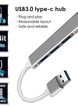 Usb хаб переходник otg usb - usb 3.0x1 + usb 2.0x3 (4 в 1) gray